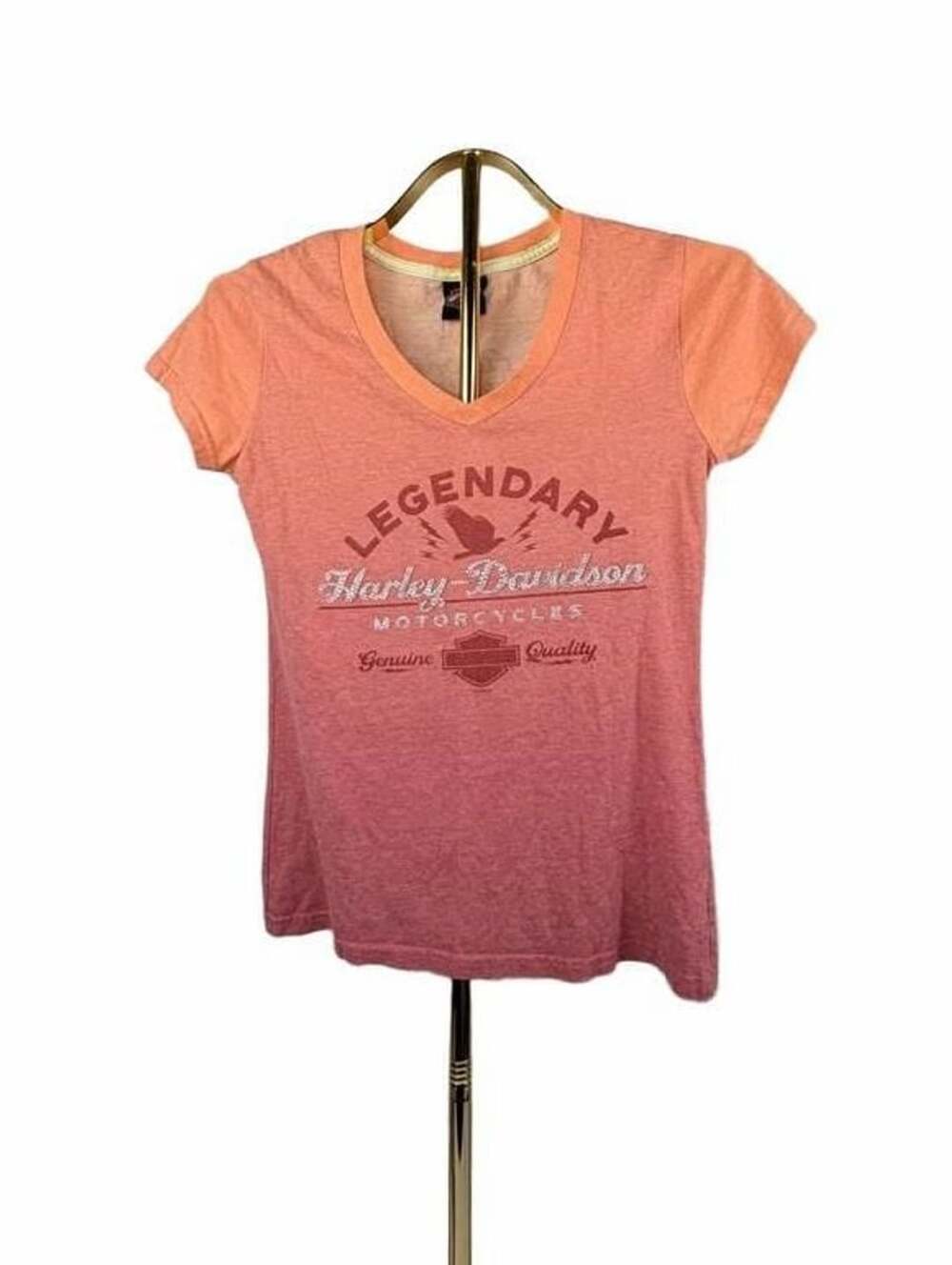 Harley-Davidson Legendary Motorcycles V-Neck T-Shirt Orange Ombre